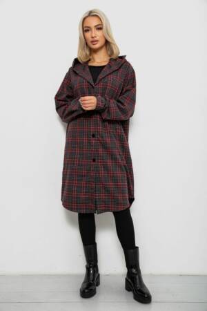Жіночий кардиган в клітинку, колір бордовий, 257R233