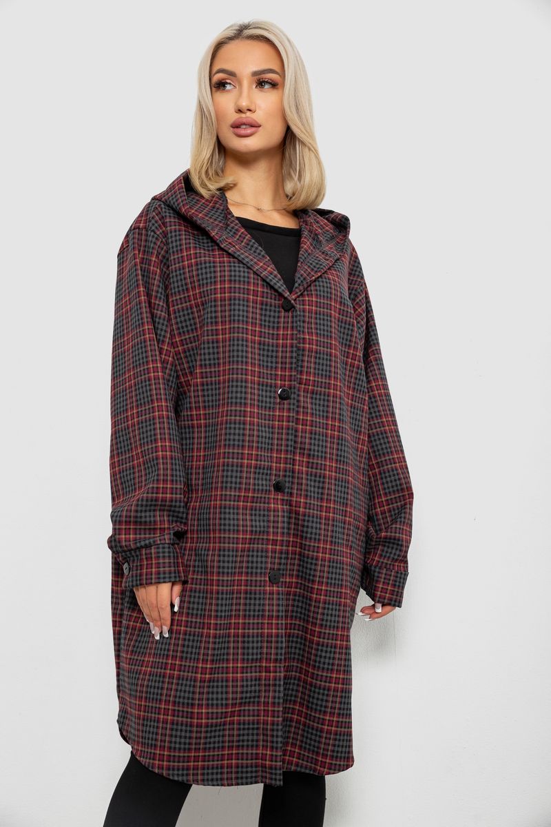 Жіночий кардиган в клітинку, колір бордовий, 257R233