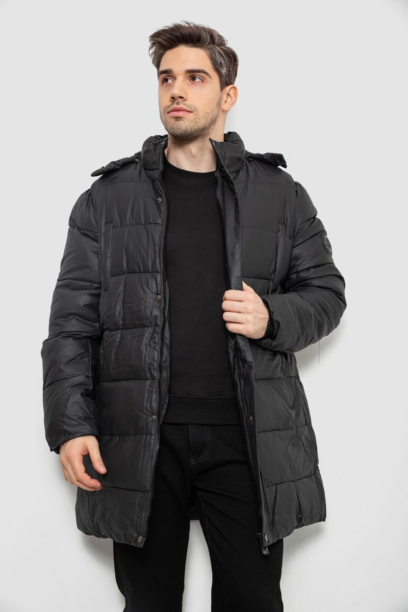 Куртка чоловіча зимова подовжена, колір чорний, 244RH76-10