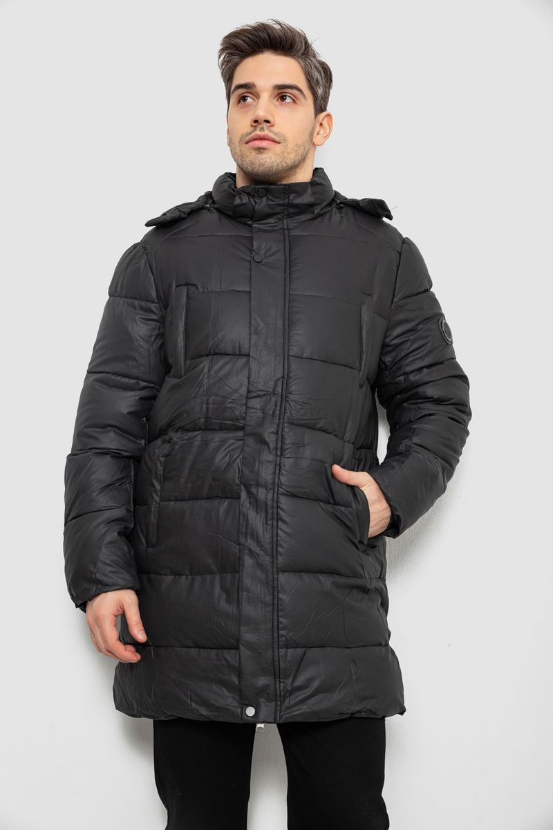 Куртка чоловіча зимова подовжена, колір чорний, 244RH76-10