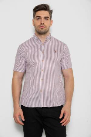 Сорочка чоловіча в смужку, колір бордовий, 214R835