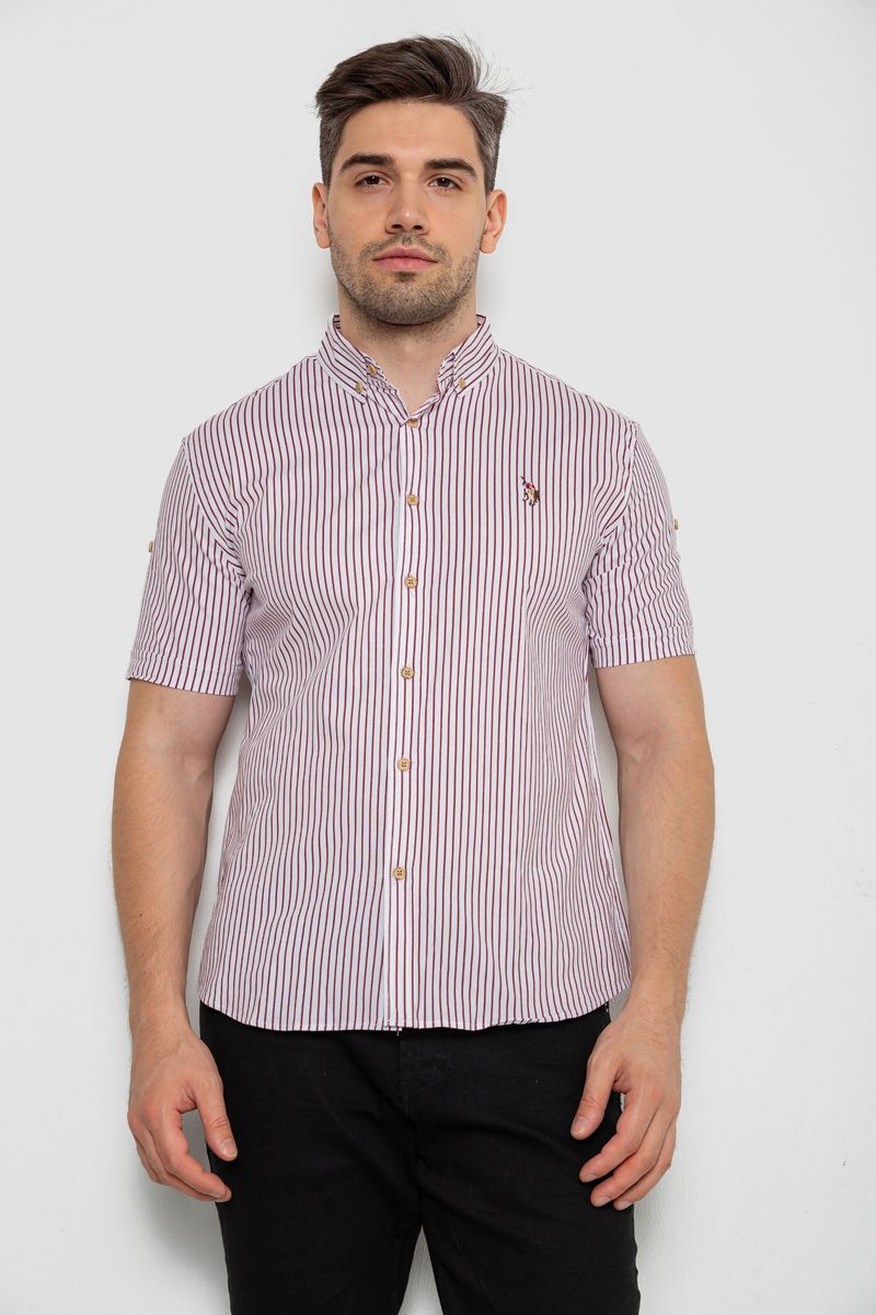 Сорочка чоловіча в смужку, колір бордовий, 214R835