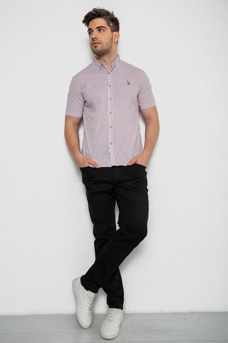 Сорочка чоловіча в смужку, колір бордовий, 214R835