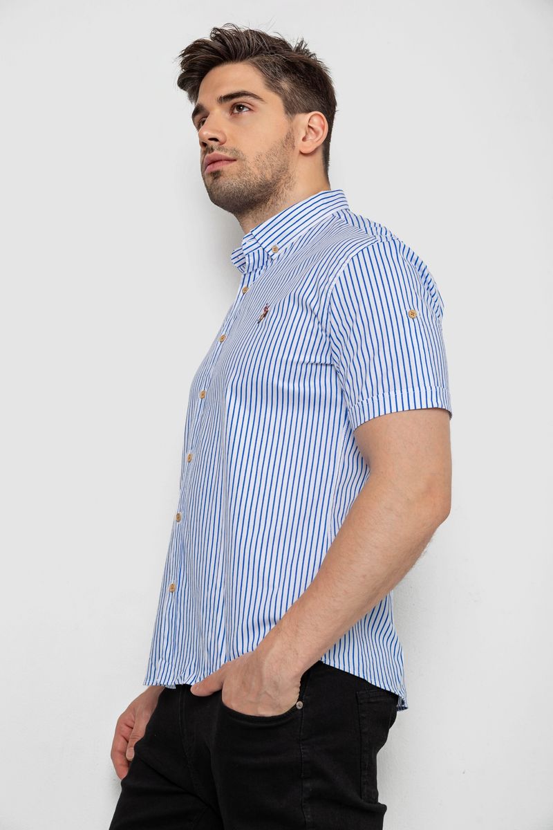 Сорочка чоловіча в смужку, колір біло-синій, 214R835 - Зображення 3