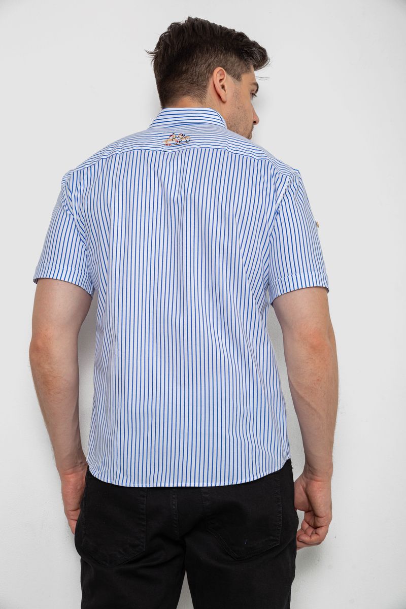 Сорочка чоловіча в смужку, колір біло-синій, 214R835 - Зображення 4