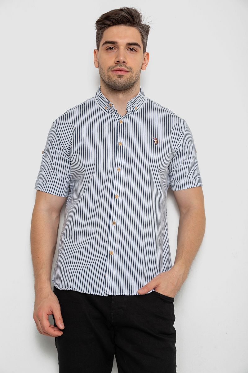 Сорочка чоловіча в смужку, колір біло-чорний, 214R835