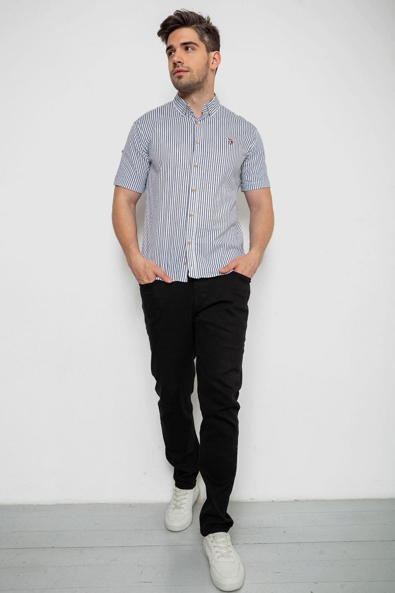 Сорочка чоловіча в смужку, колір біло-чорний, 214R835