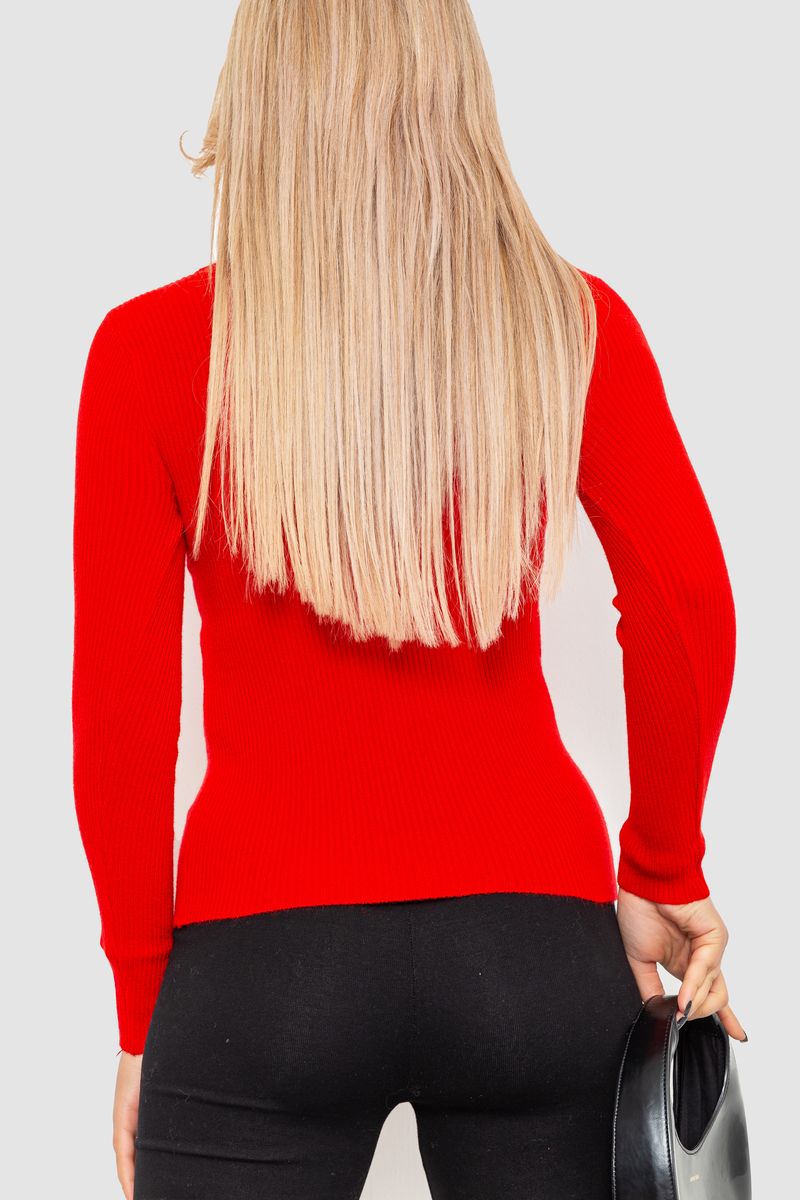 Водолазка жіноча в рубчик, колір червоний, 204R9024 - Зображення 4