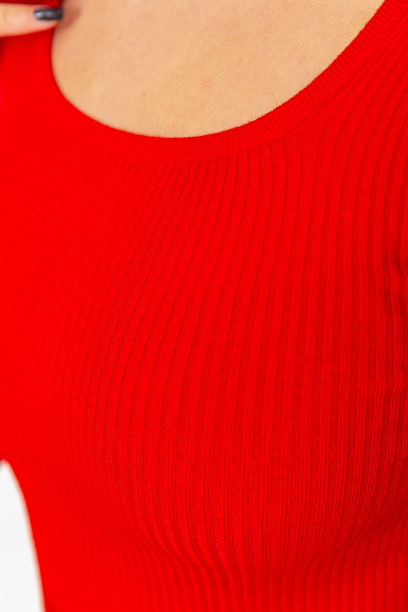 Водолазка жіноча в рубчик, колір червоний, 204R9024 - Зображення 5