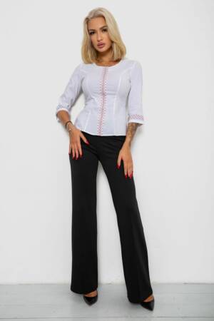 Блуза класична з вишивкою, колір білий, 230R03-1