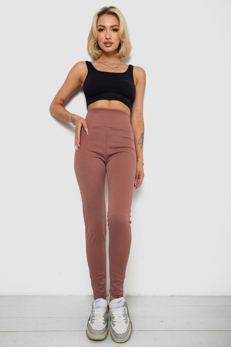 Лосини однотонні у рубчик утеплені на флісі, колір сливовий, 238R605-1