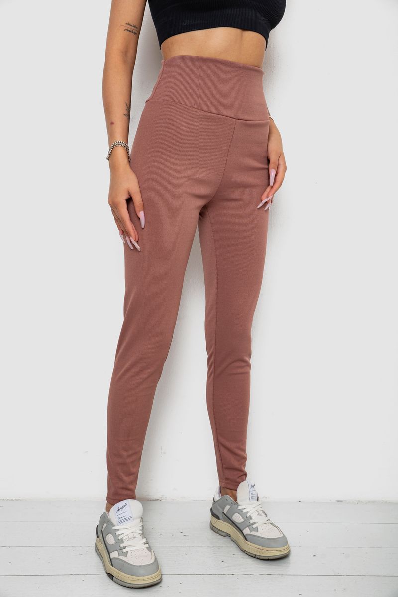 Лосини однотонні у рубчик утеплені на флісі, колір сливовий, 238R605-1 - Зображення 3