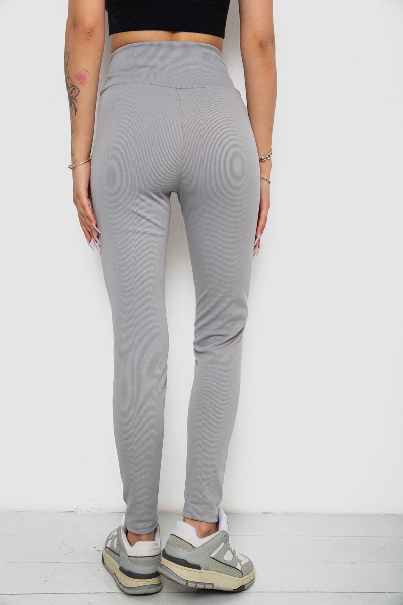 Лосини однотонні у рубчик утеплені на флісі, колір сірий, 238R605-1 - Зображення 4