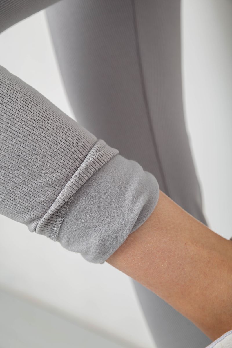 Лосини однотонні у рубчик утеплені на флісі, колір сірий, 238R605-1 - Зображення 6