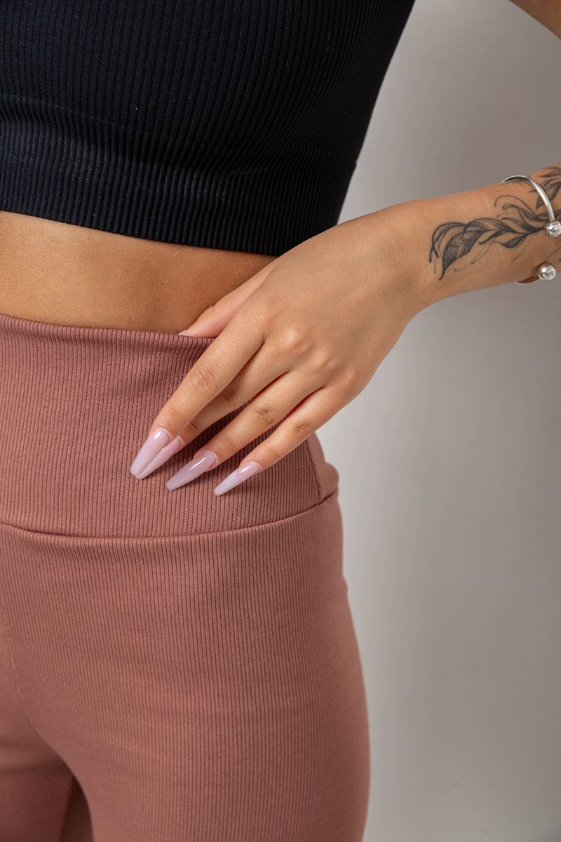 Лосини однотонні у рубчик утеплені на флісі, колір сливовий, 238R605-1 - Зображення 5