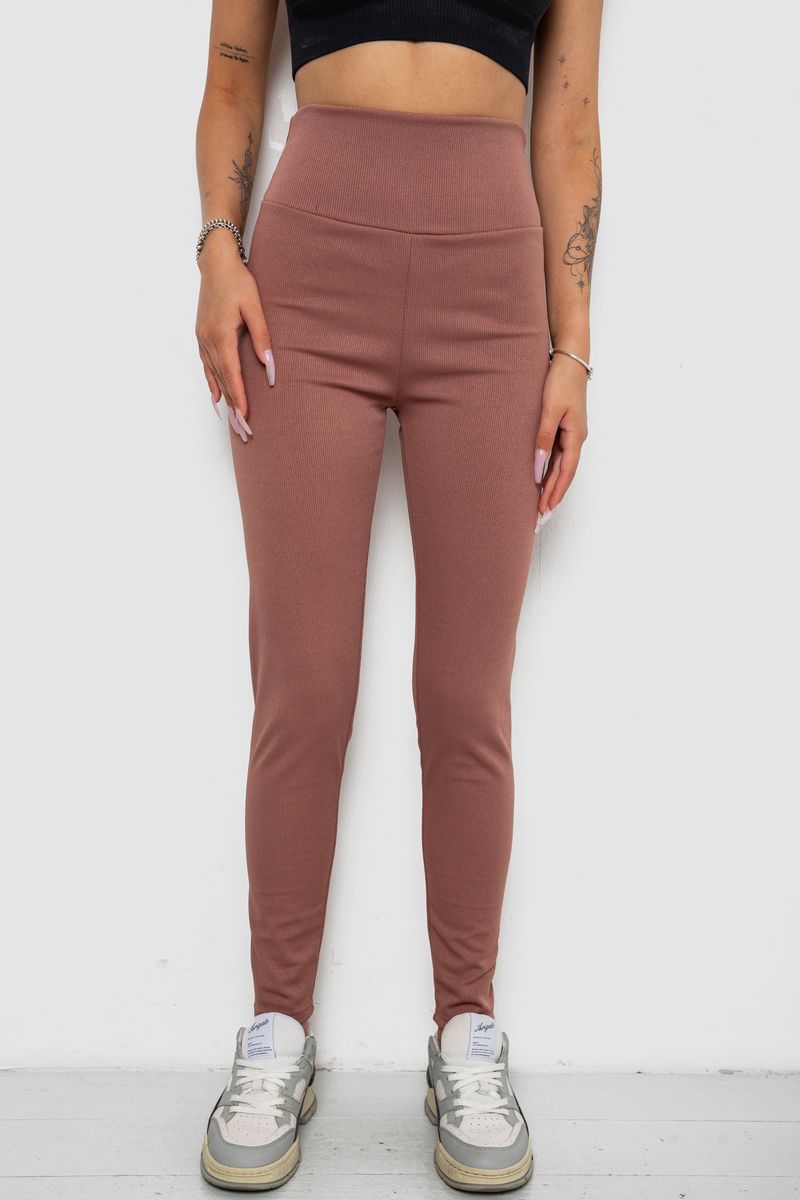 Лосини однотонні у рубчик утеплені на флісі, колір сливовий, 238R605-1