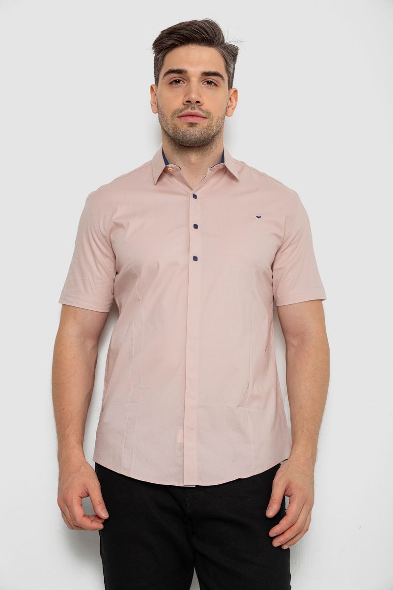 Сорочка чоловіча однотонна, колір пудровий, 214R7117