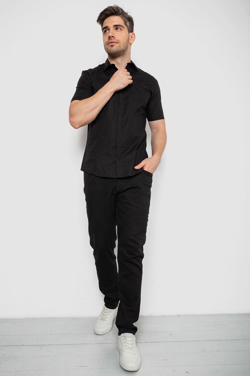 Сорочка чоловіча однотонна, колір чорний, 214R7117