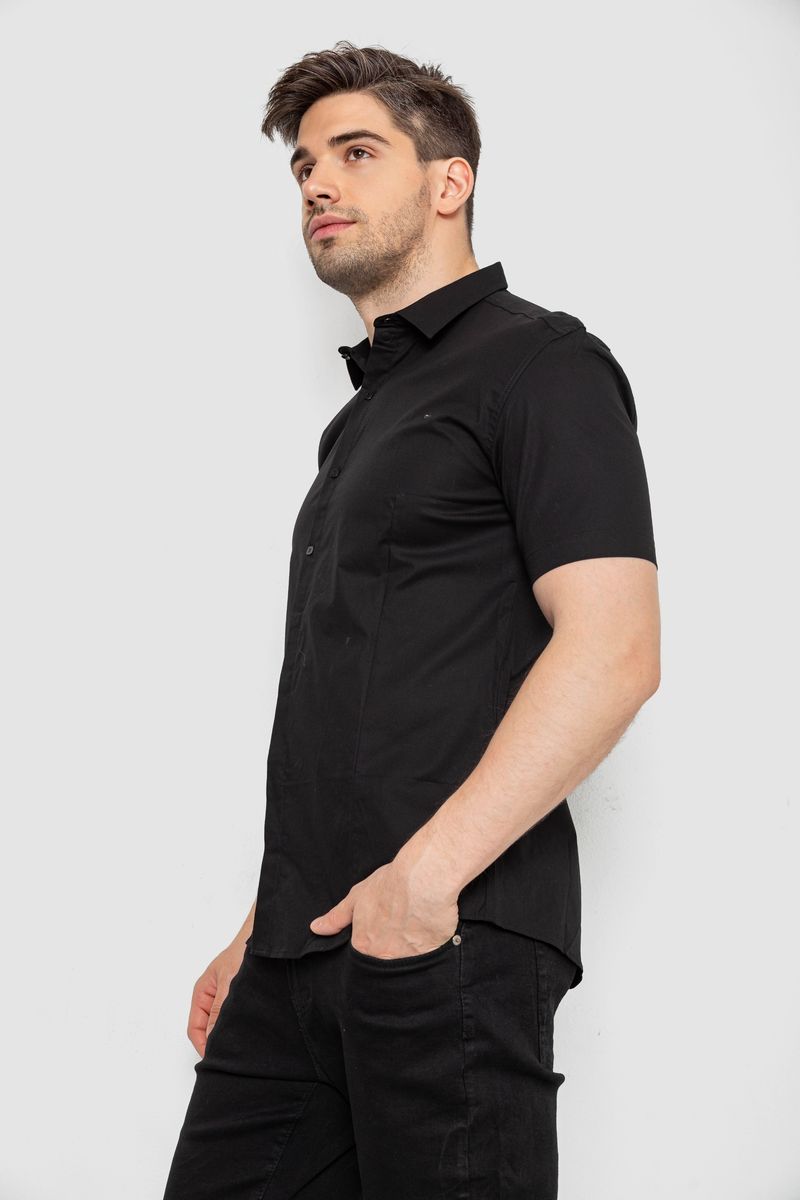 Сорочка чоловіча однотонна, колір чорний, 214R7117 - Зображення 3