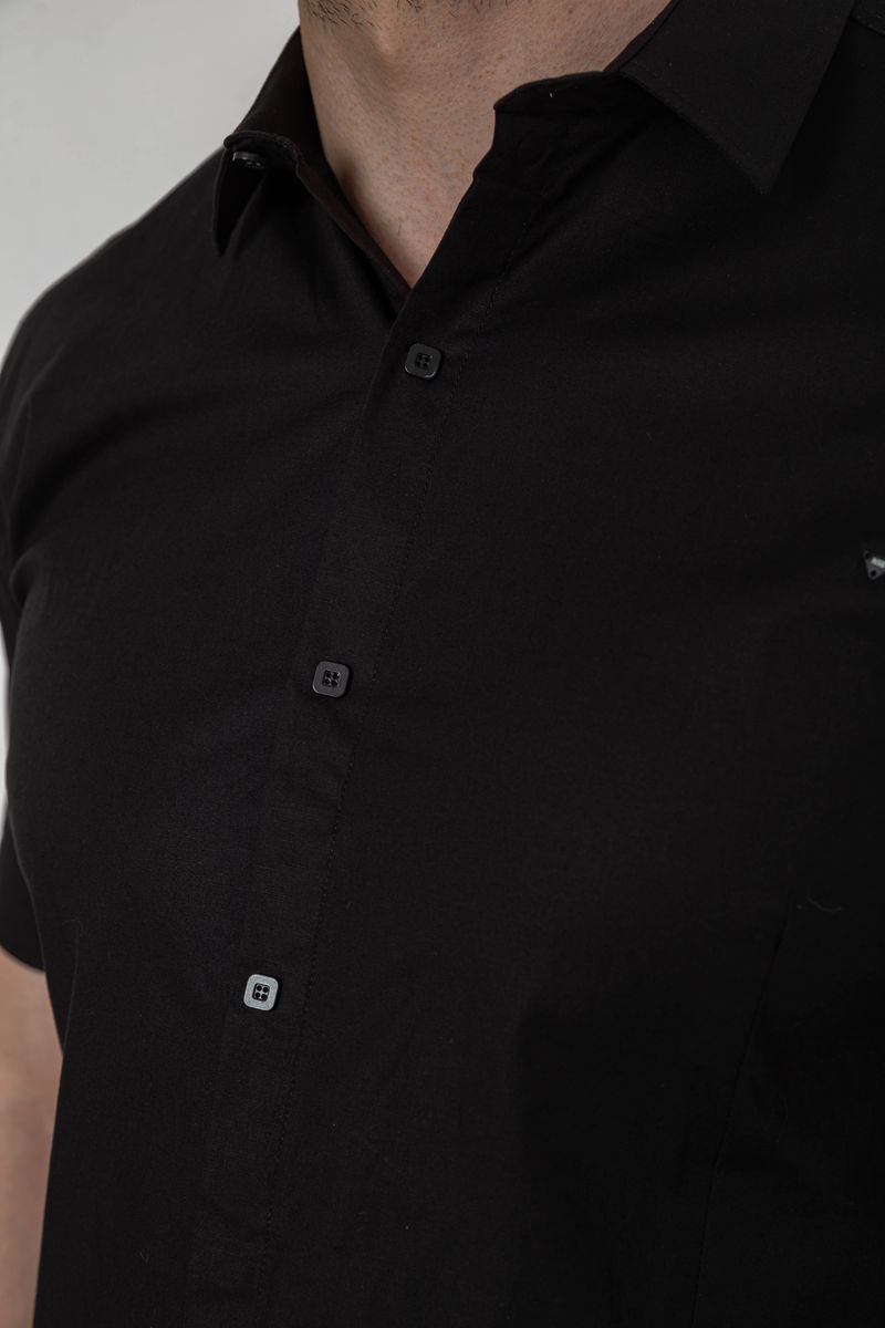 Сорочка чоловіча однотонна, колір чорний, 214R7117 - Зображення 5