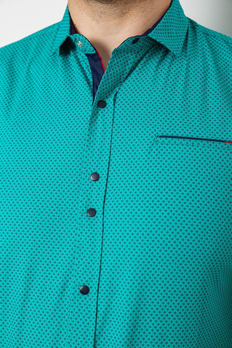 Сорочка чоловіча з принтом, колір зелений, 214RK104 - Зображення 5
