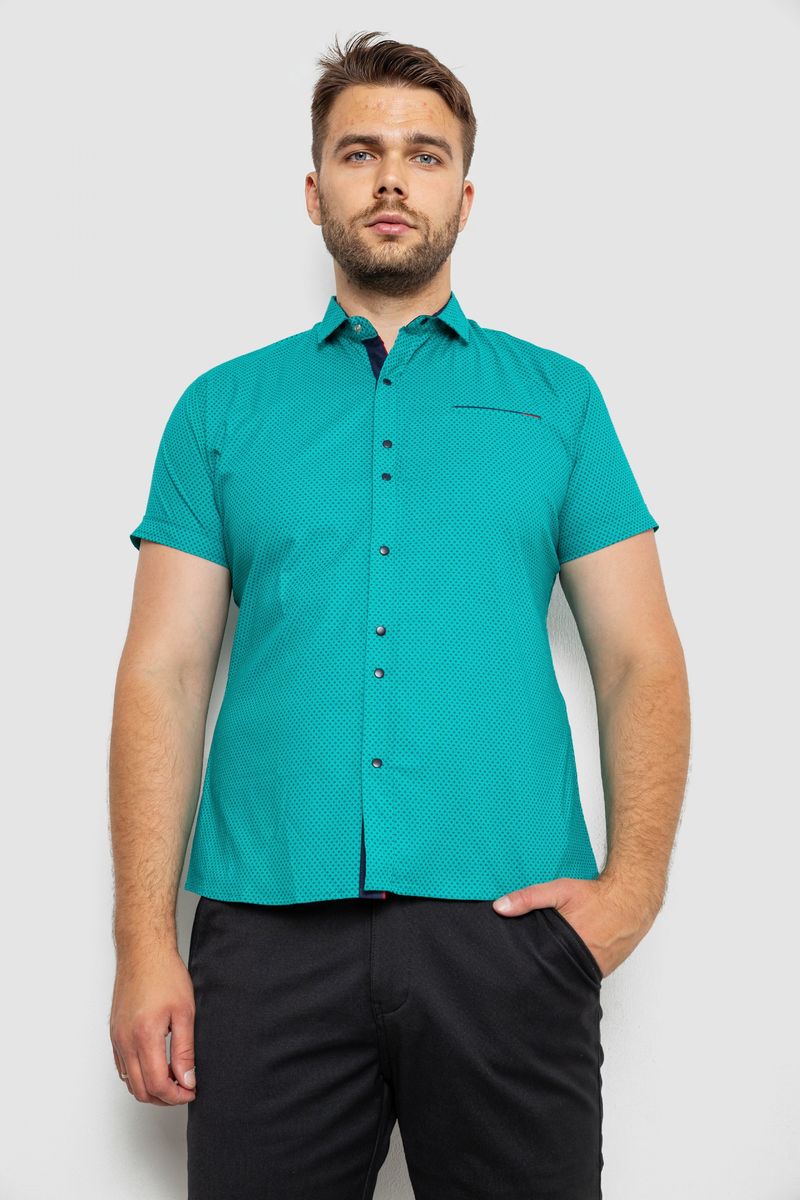 Сорочка чоловіча з принтом, колір зелений, 214RK104