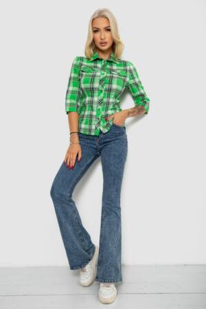 Сорочка жіноча в смужку 230R064-2, колір Зелений