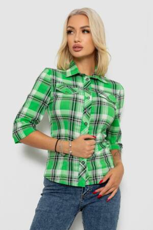 Сорочка жіноча в смужку 230R064-2, колір Зелений