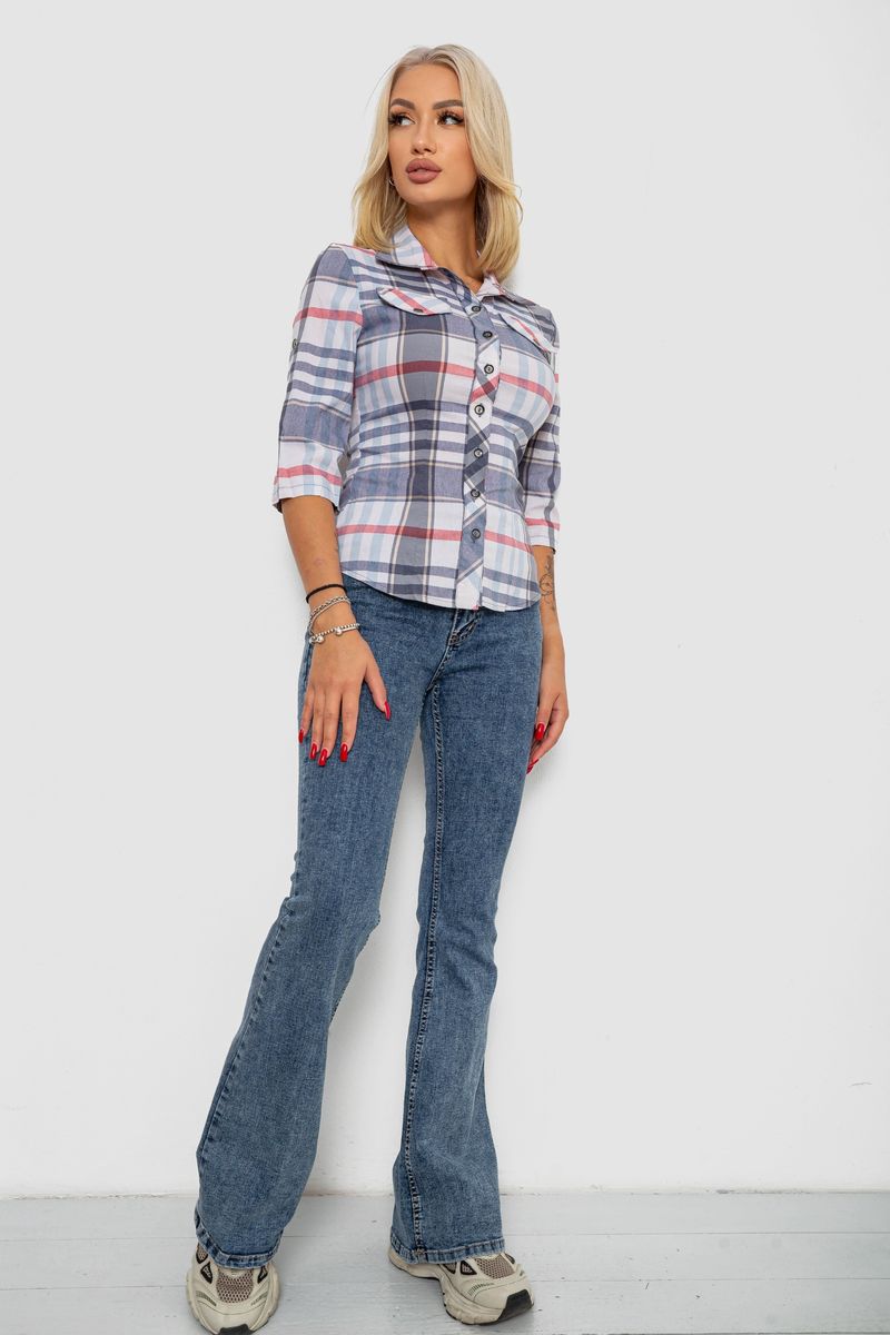 Сорочка жіноча в клітку, колір молочно-сірий, 230R063