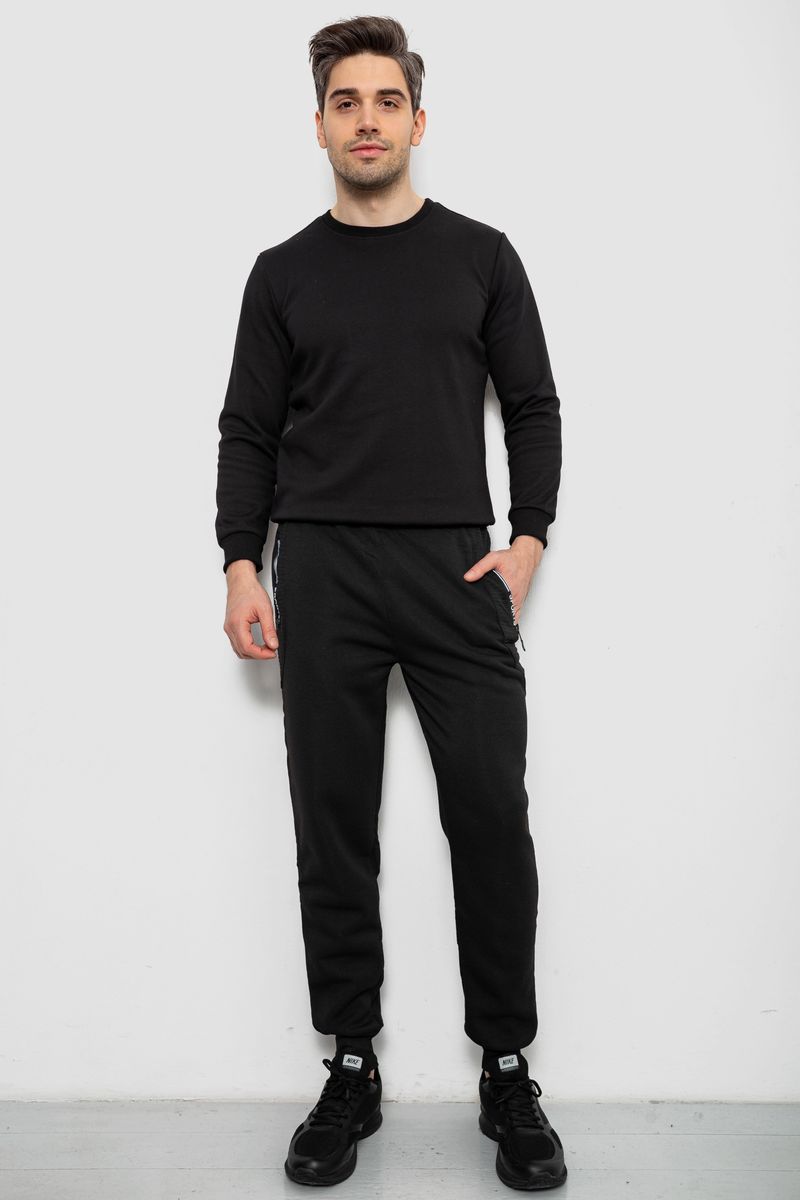 Спортивні штани чоловічі на флісі, колір чорний, 244R6120