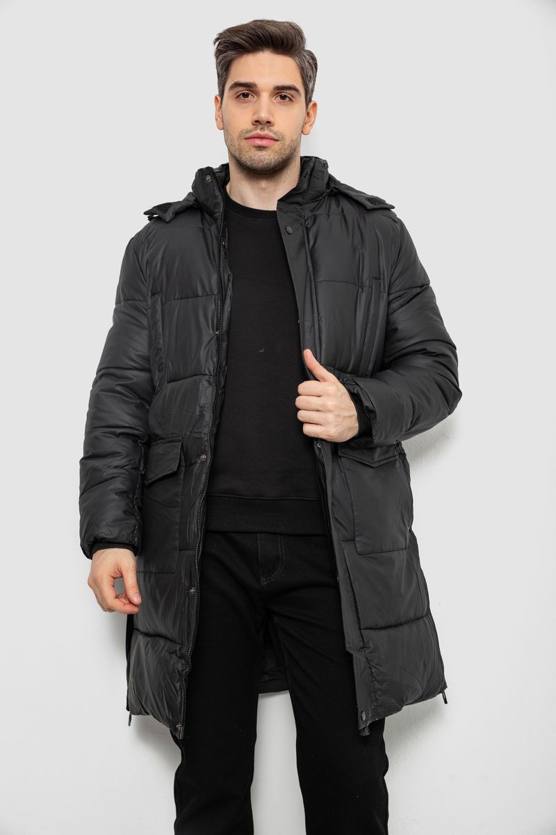 Куртка чоловіча зимова подовжена, колір чорний, 244RH76-30