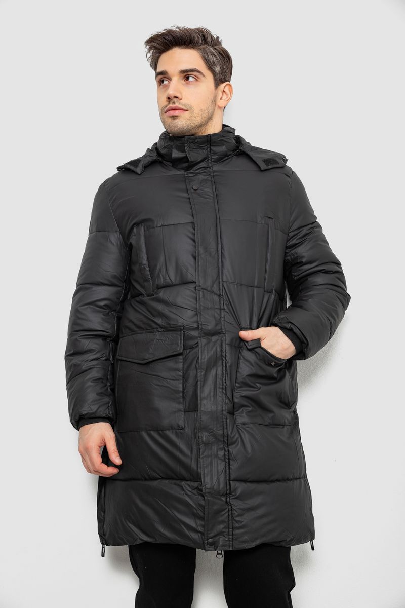 Куртка чоловіча зимова подовжена, колір чорний, 244RH76-30