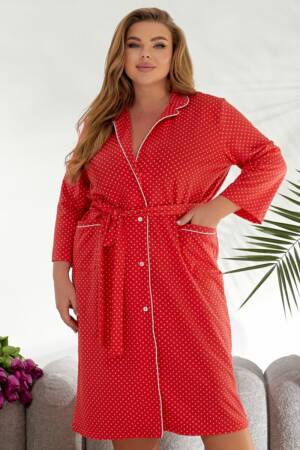 Халат жіночий домашній в горошок, колір червоно-білий, 257R334