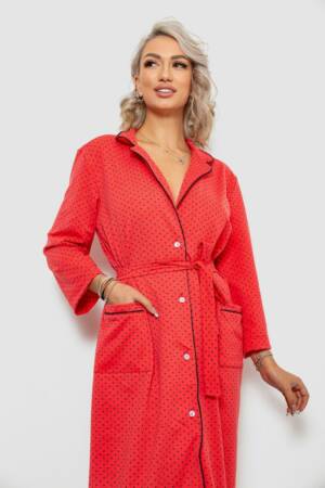 Халат жіночий домашній в горошок, колір червоний, 257R334