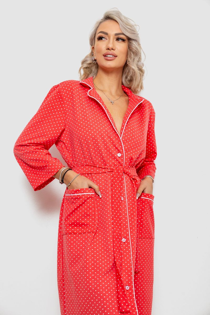 Халат жіночий домашній в горошок, колір кораловий, 257R334