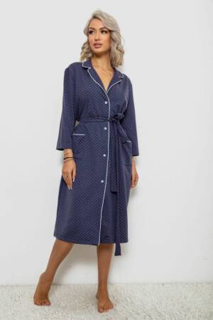 Халат жіночий домашній в горошок, колір синій, 257R334