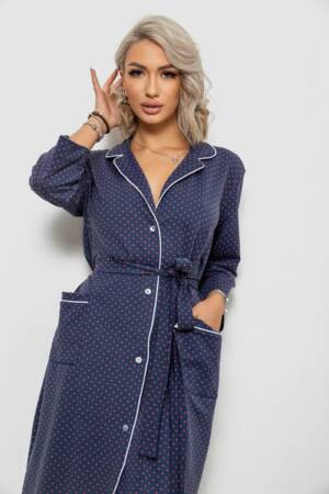 Халат жіночий домашній в горошок, колір синій, 257R334