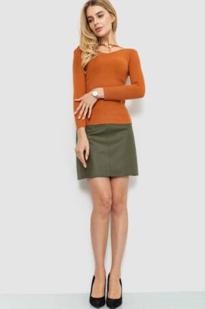 Кофта жіноча в рубчик, колір теракотовий, 204R037