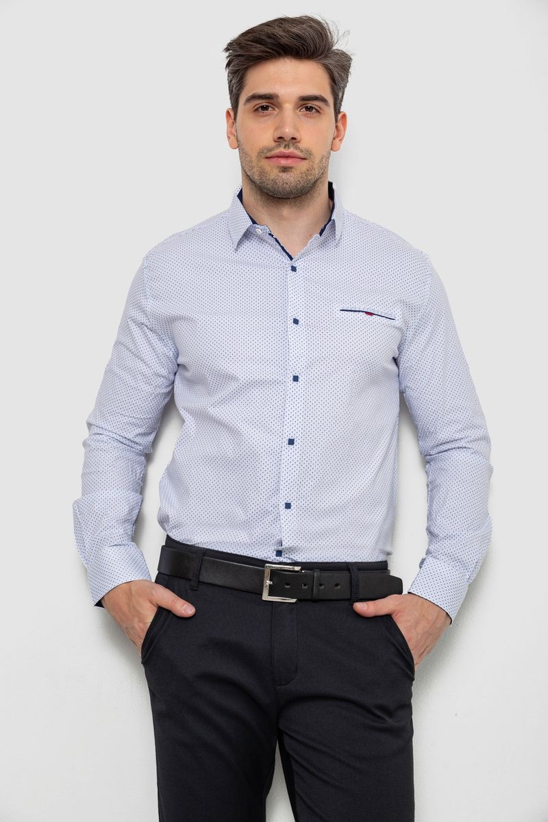 Сорочка чоловіча з принтом, колір білий, 214R7170