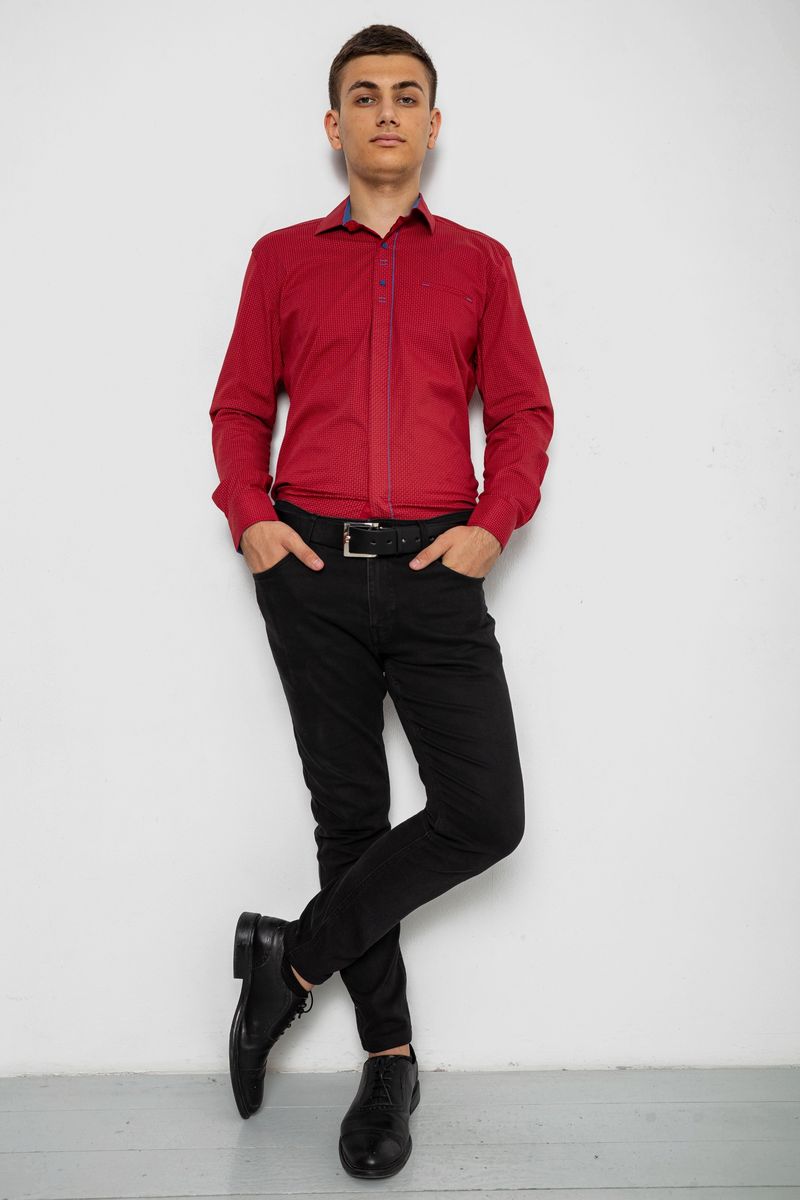 Сорочка чоловіча з принтом, колір бордовий, 214R7031