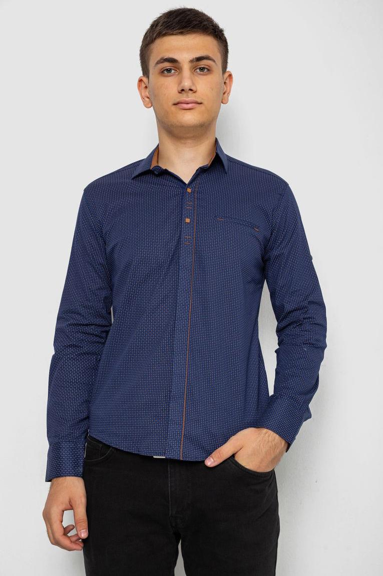 Сорочка чоловіча з принтом, колір синій, 214R7031