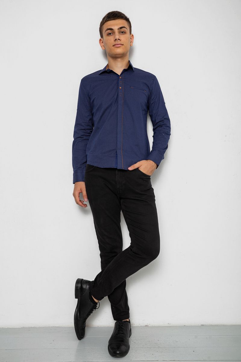 Сорочка чоловіча з принтом, колір синій, 214R7031