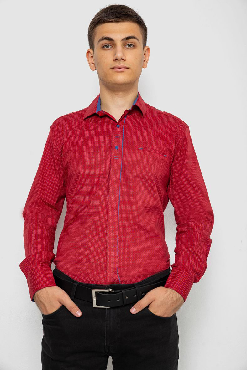 Сорочка чоловіча з принтом, колір бордовий, 214R7031