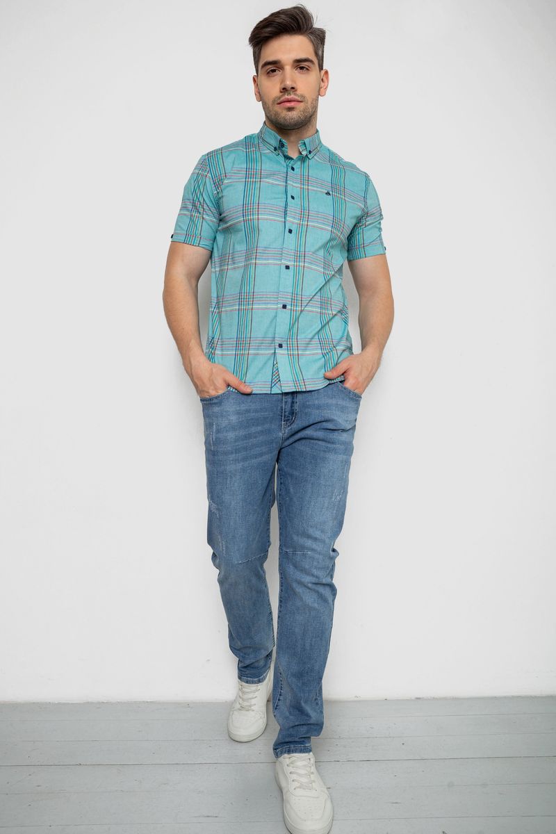 Сорочка чоловіча в смужку, колір м’ятний, 214R841