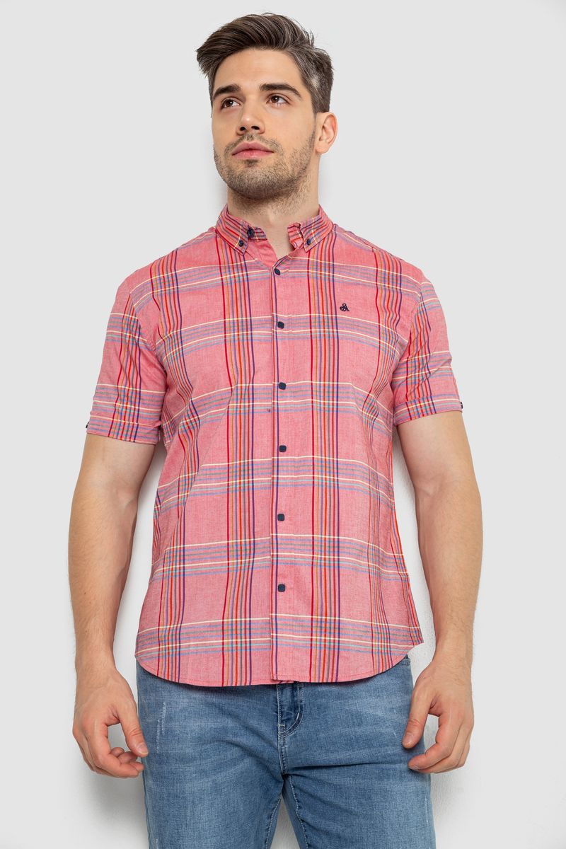 Сорочка чоловіча в смужку, колір рожевий, 214R841