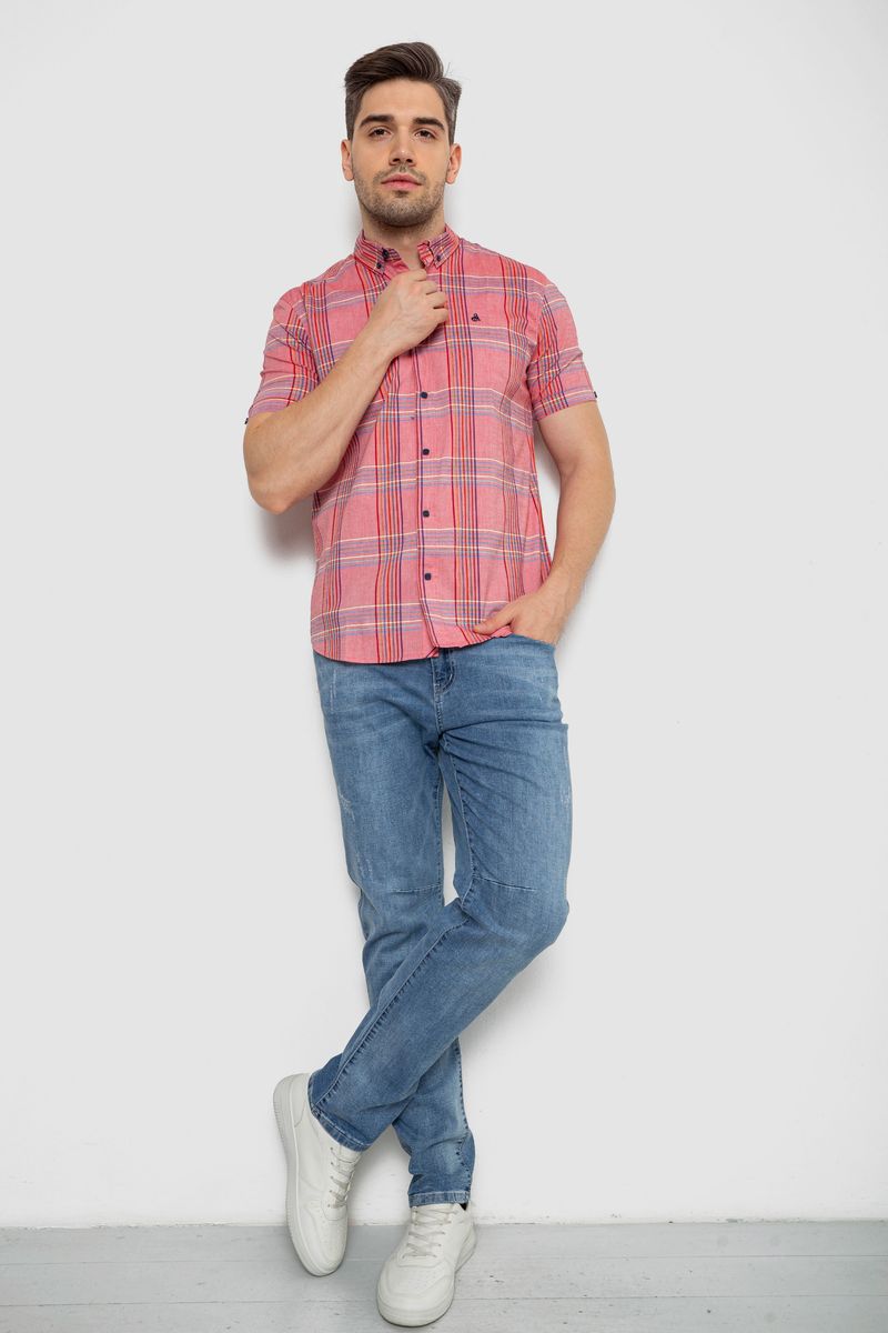 Сорочка чоловіча в смужку, колір рожевий, 214R841