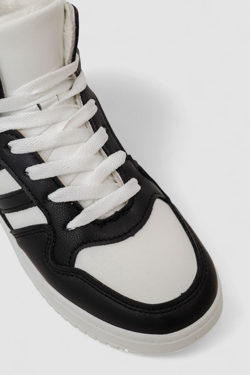 Кросівки жіночі зимові на хутрі, колір біло-чорний, 248RAD400-6