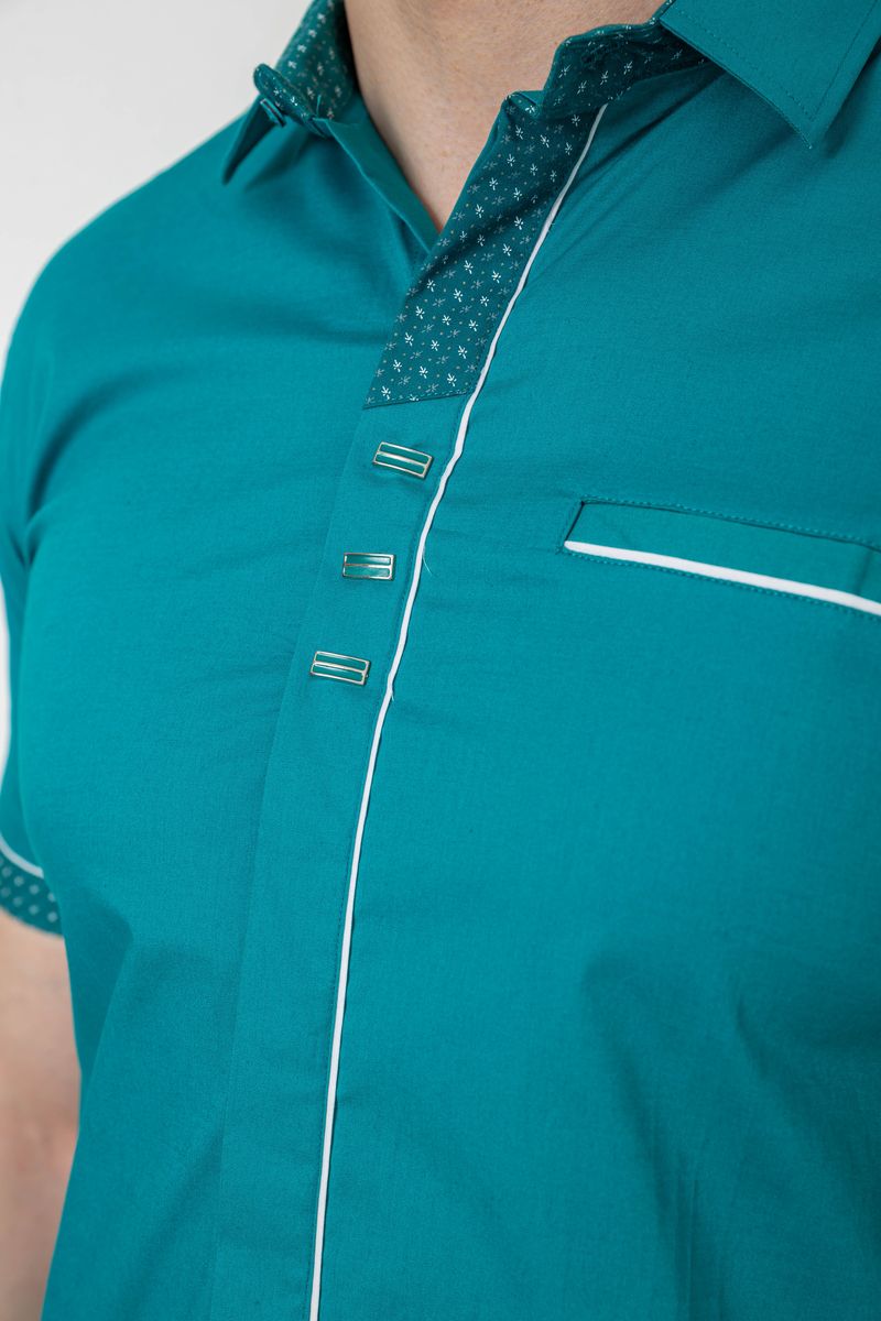 Сорочка чоловіча, колір бірюзовий, 214R7425 - Зображення 5