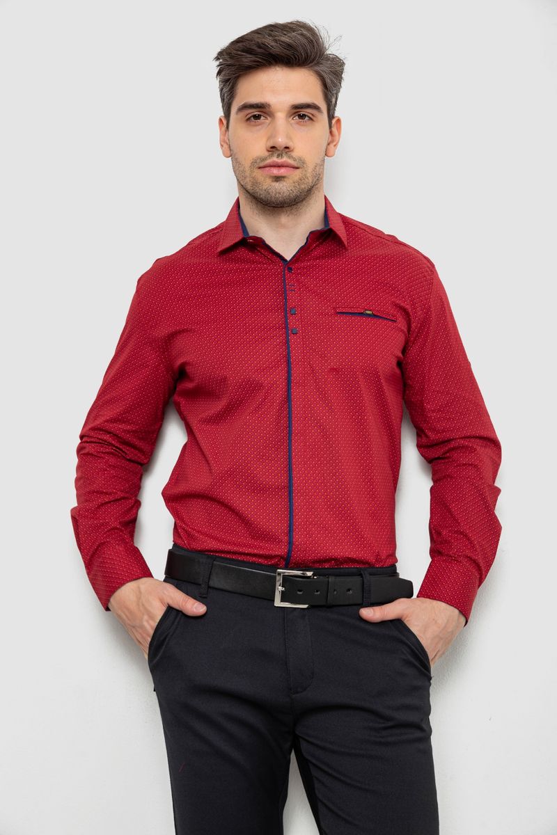 Сорочка чоловіча з принтом, колір бордовий, 214R7004-1