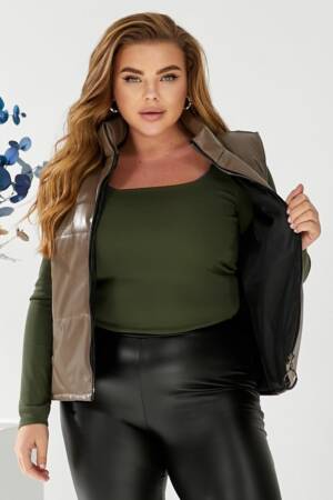 Жилет жіночий демісезонний екошкіра, колір коричневий, 257R65